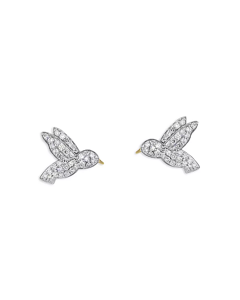 Phillips House Rhodium & 14K Gold Symphony Diamond Hummingbird Stud Earrings