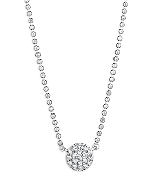 14K White Gold Affair Diamond Pave Bead Chain Pendant Necklace, 16-18