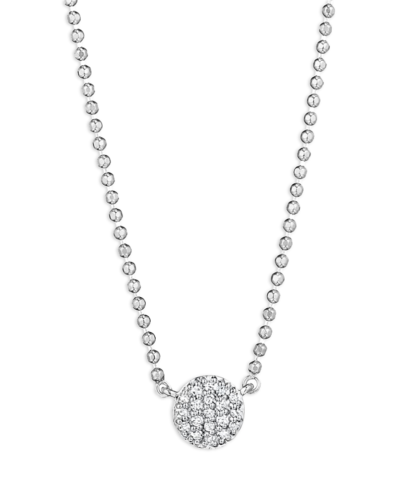 Phillips House 14K White Gold Affair Diamond Pave Bead Chain Pendant Necklace, 16-18