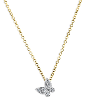 Phillips House Rhodium & 14k Gold Symphony Diamond Butterfly Pendant Necklace, 16-18 In White/gold