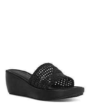 Shop Donald Pliner Women's Slip On Wedge Slide Sandals In Black