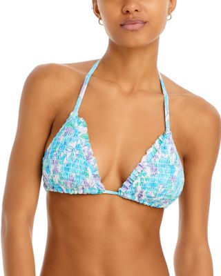 AQUA - Smocked Triangle Bikini Top - Exclusive