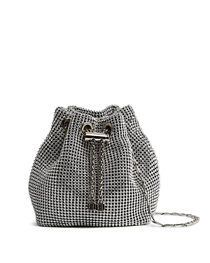 Shop Reiss Demi Chainmail Crystal Mini Drawstring Bag In Silver