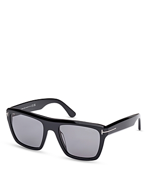 Shop Tom Ford Alberto Square Sunglasses, 55mm In Black/gray Polarized Solid