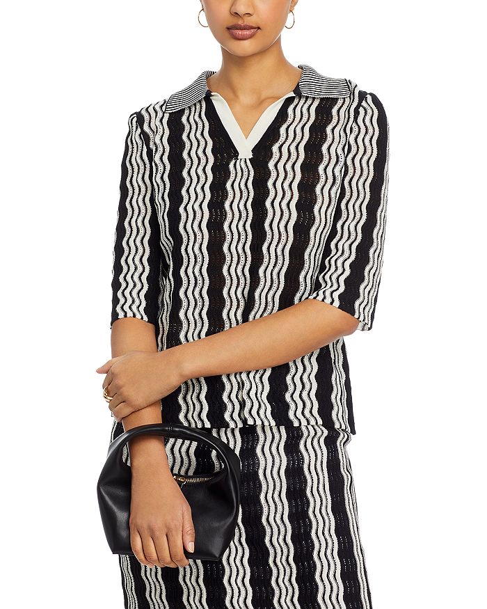 Misook Pointelle Intarsia Knit V Neck Tunic Top | Bloomingdale's