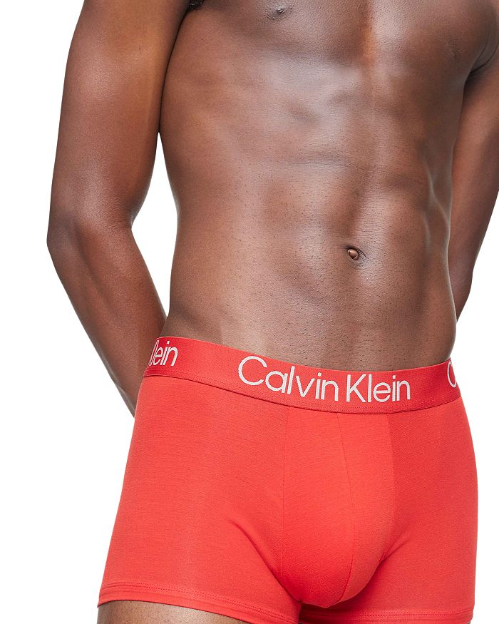 Shop Calvin Klein Ultra Soft Modern Trunks, Pack Of 3 In Flint Stone/black/rouge
