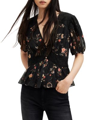 Allsaints Dinah Tanana Lace Trim Blouse