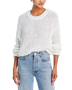 Aqua Waffle Knit Long Sleeve Sweater - 100% Exclusive In White