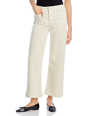 Ag Kassie High Rise Ankle Wide Leg Corduroy Jeans In Sulfur Cream Froth