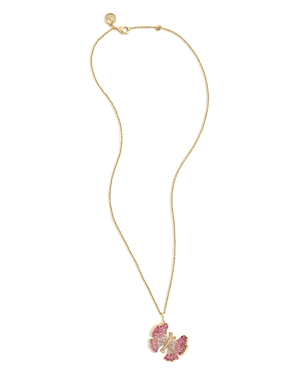 Shop Anabel Aram Pave Butterfly Pendant Necklace In 18k Gold Plated, 16 In Pink/gold