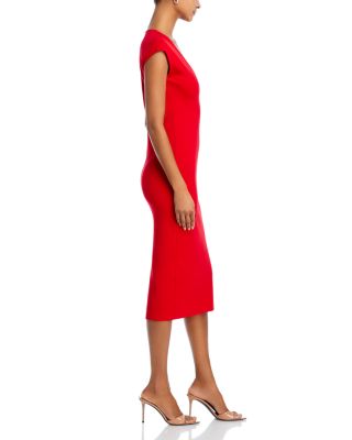V Neck Ponte Short Sleeved Midi Dress - Exclusive