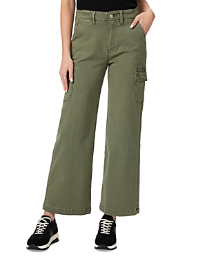 Shop Paige Carly Wide Leg Cargo Pants In Vintage Ivy Green