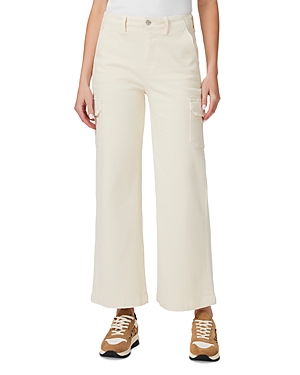 Shop Paige Carly Wide Leg Cargo Pants In Vintage Ivy Green In Quartz Sand