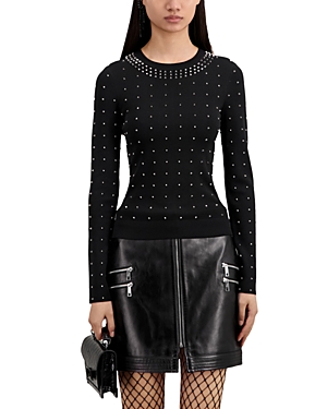 The Kooples Studded Crewneck Sweater In Black