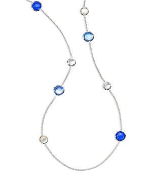 Sterling Silver 925 Lolli Multi Stone Long Statement Necklace, 40