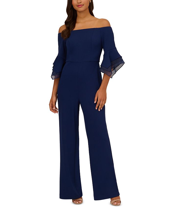 Adrianna Papell Organza Crepe Off The Shoulder Jumpsuit | Bloomingdale's
