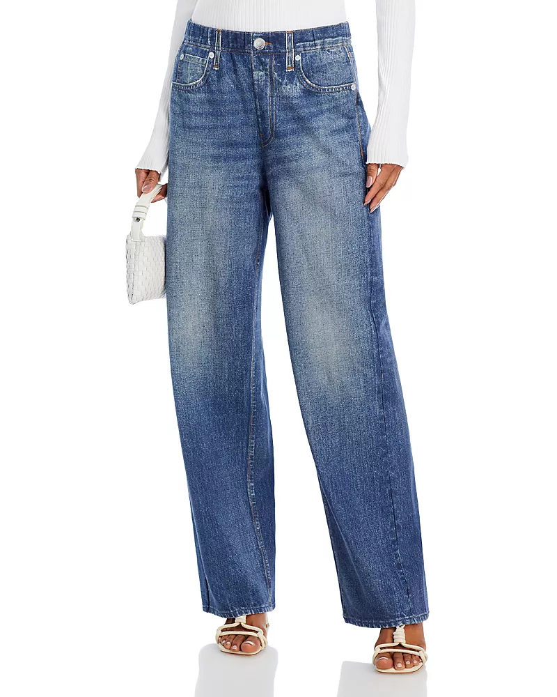 rag & bone Miramar High Rise Wide Leg Cotton Terry Sweatpant Jeans in Lenox