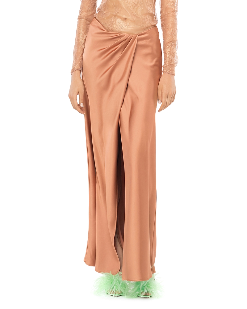 Pinko Draped Maxi Skirt In Viscose With Design In Terracotta Pink