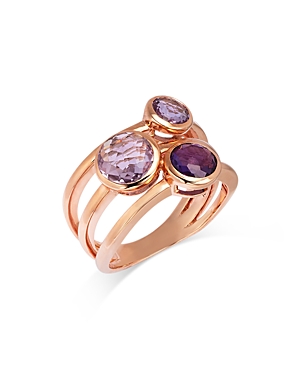 Bloomingdale's Amethyst & Pink Amethyst Multi Row Ring In 14k Rose Gold In Purple/rose Gold