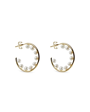 Argento Vivo Cultured Freshwater Pearl Lined Hoop Earrings In Gold