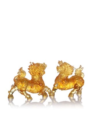 Benevolent Fortune Qilin Crystal Sculpture, Set of 2