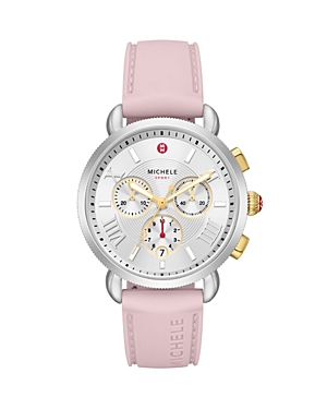 Shop Michele Sporty Sport Sail Chronograph, 38mm In Silver/pink