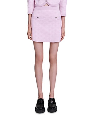 Shop Maje Jenthe Jacquard Skirt In Pale Pink