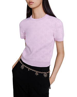 Shop Maje Minthe Jacquard Sweater In Pale Pink