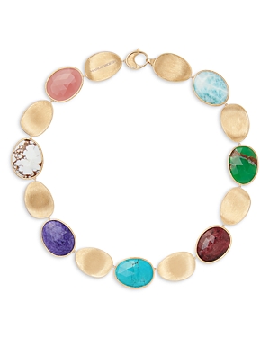 Shop Marco Bicego 18k Yellow Gold Lunaria Multi-stone Collar Necklace, 17.75 In Multi/gold