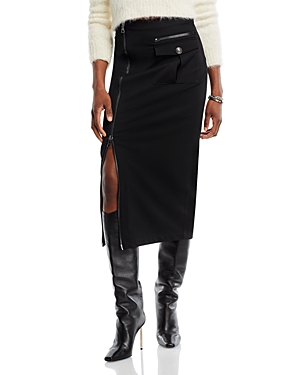 Shop L Agence L'agence Maverick Cargo Midi Skirt In Black