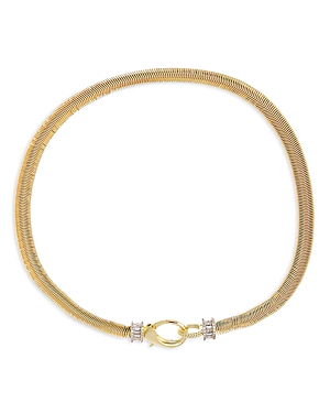 By Adina Eden Cubic Zirconia Baguette Chunky Snake Clasp Choker Necklace, 16 In Gold
