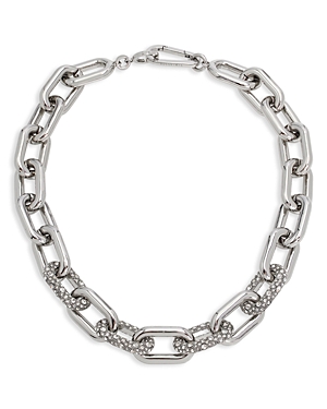 Allsaints Pave Link Statement Necklace in Silver Tone, 19