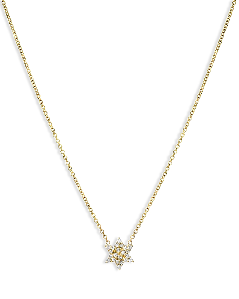 Zoe Lev 14k Yellow Gold Diamond Star Of David Pendant Necklace, 16-18 In Gold