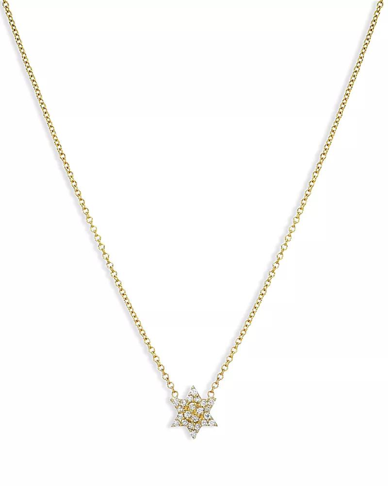 Zoe Lev 14K Yellow Gold Diamond Star of David Pendant Necklace, 16
