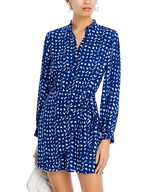 Aqua Printed Faux Wrap Dress - 100% Exclusive In Navy