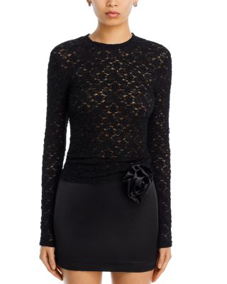 Puckered Lace Long Sleeve Top - Exclusive