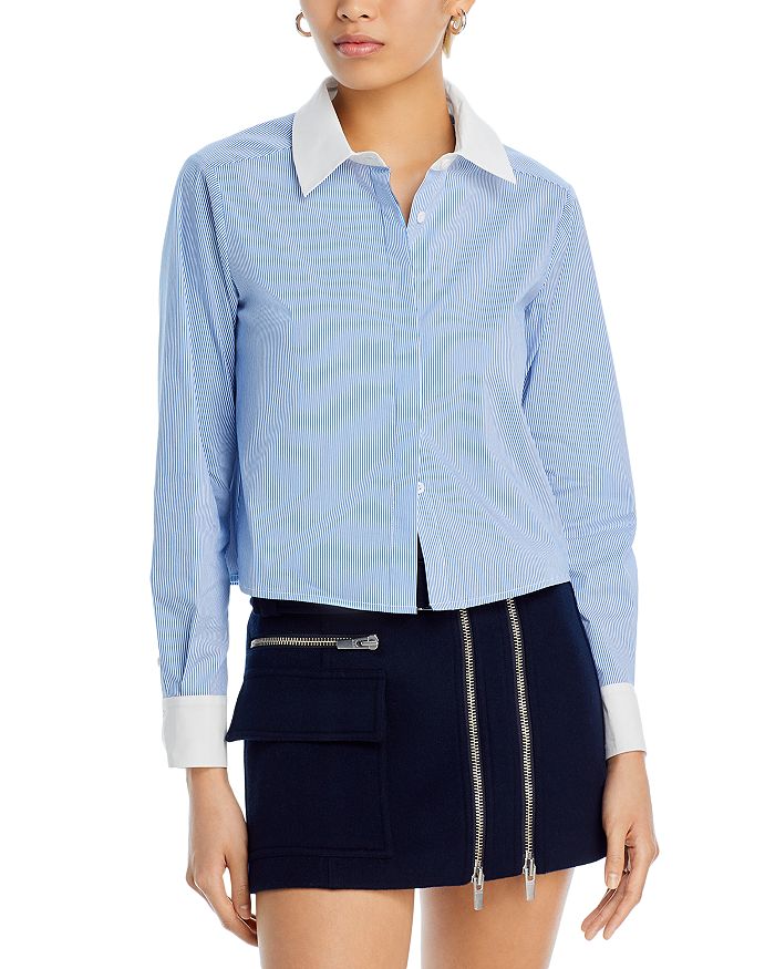 AQUA Striped Contrast Shirt 100 Exclusive Bloomingdale's