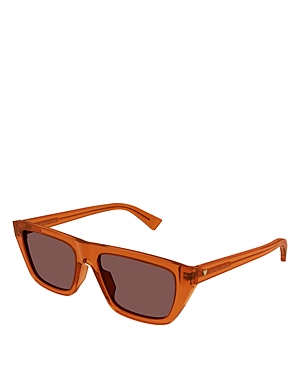 Shop Bottega Veneta Bold Triangle Stud Squared Sunglasses, 54mm In Orange/brown Solid