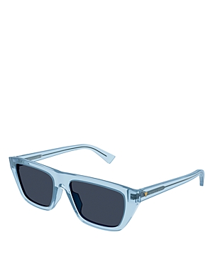 Shop Bottega Veneta Bold Triangle Stud Squared Sunglasses, 54mm In Blue/blue Solid