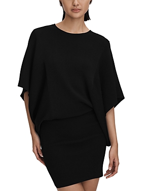 Shop Reiss Julia Knitted Cape Sleeve Dress In Black