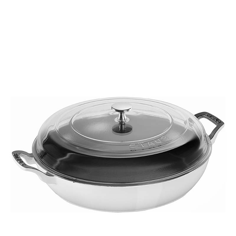 Staub 3.5 Quart Enameled Cast Iron Braiser With Glass Lid In White