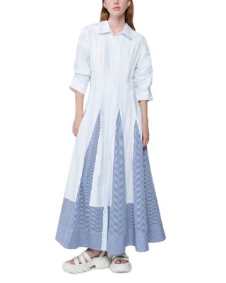 white christmas dresses Camila Floral Patchwork Maxi Dress- Blue