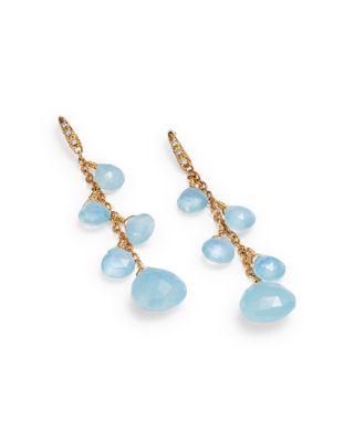18K Yellow Gold Paradise Aquamarine Chain Drop Earrings - Exclusive