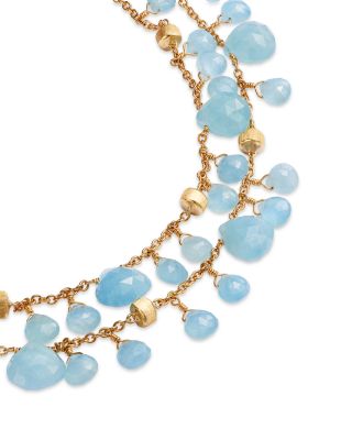 18K Yellow Gold Paradise Aquamarine Dangle Two Strand Bracelet - Exclusive
