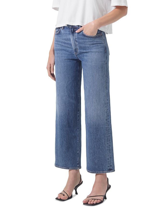 AGOLDE Harper Mid Rise Wide Ankle Jeans in Moor | Bloomingdale's