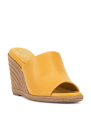 Shop Vince Camuto Vinde Camuto Women's Fayla High Heel Wedge Mule Sandals In Yellow