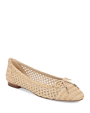 Shop Sam Edelman Women's May Woven Square Toe Ballet Flats In Dark Natural