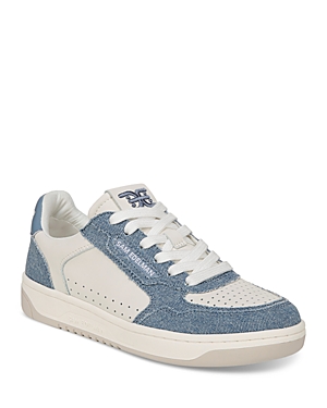 Shop Sam Edelman Women's Harper 2 Denim Trim Lace Up Sneakers In Sugar/montrose Blue