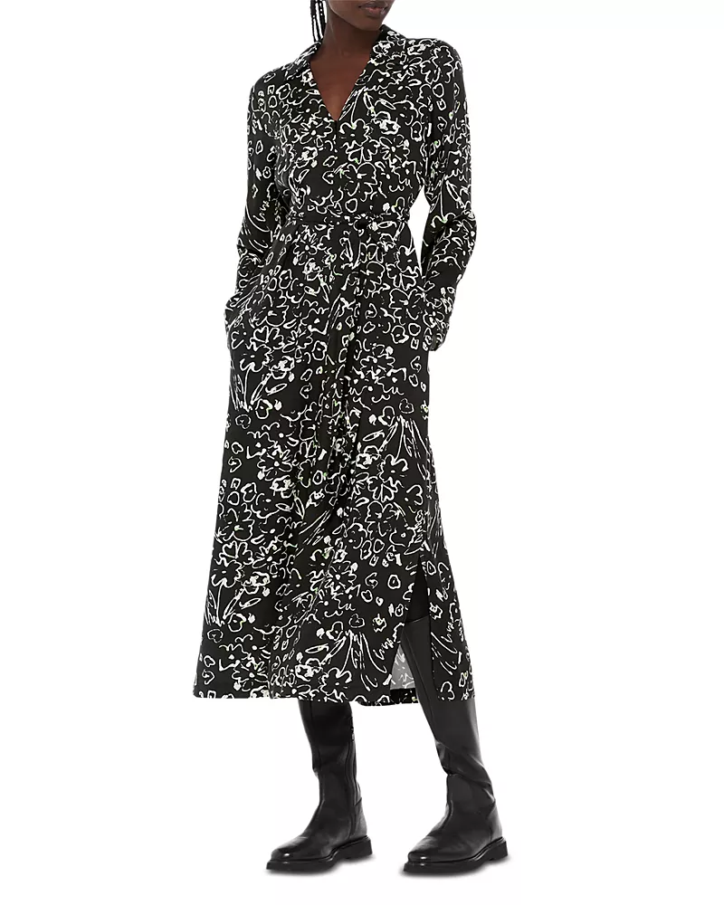 Whistles Scribble Bouquet Midi Dress