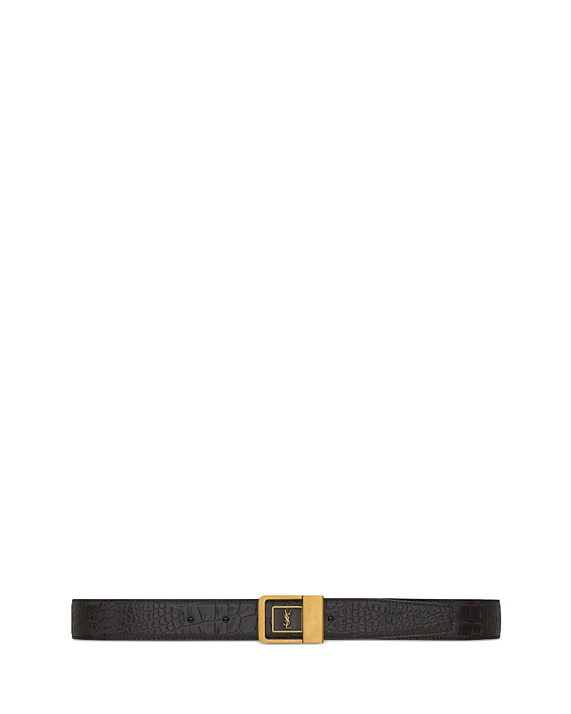Saint Laurent Female Buckle Belt in Crocodile-Embossed Leather